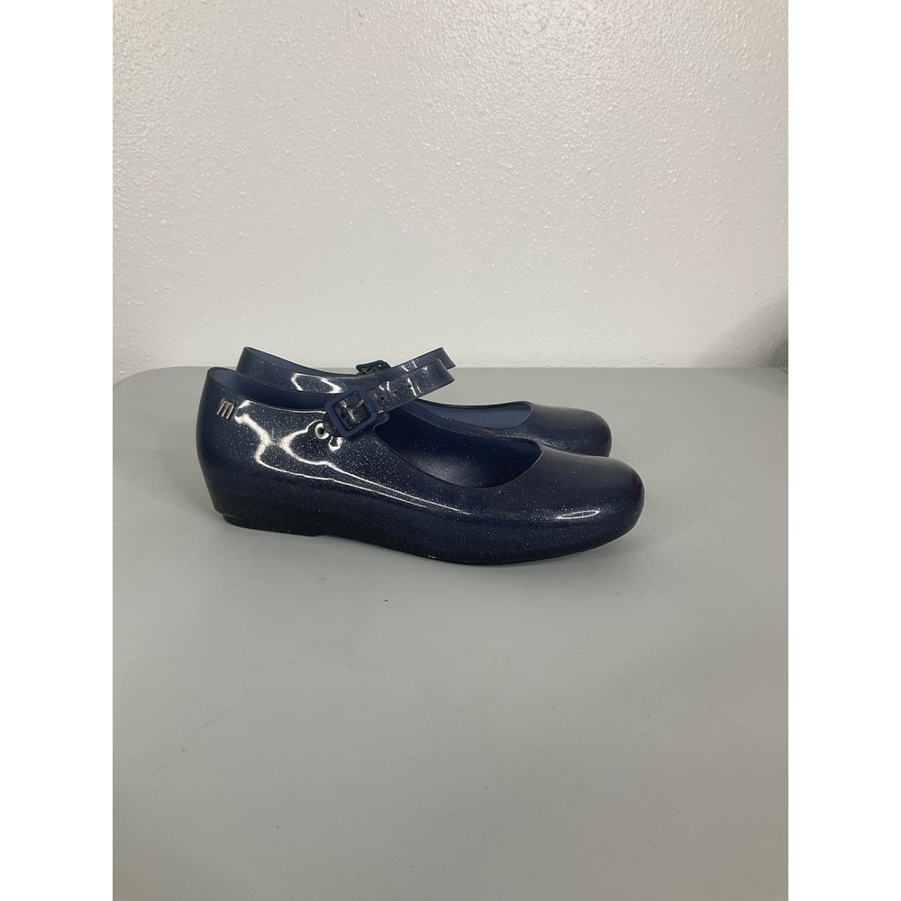 Mini Melissa Ultragirl Navy Blue Glitter Jelly Mary Jane Flats Girls Size 3